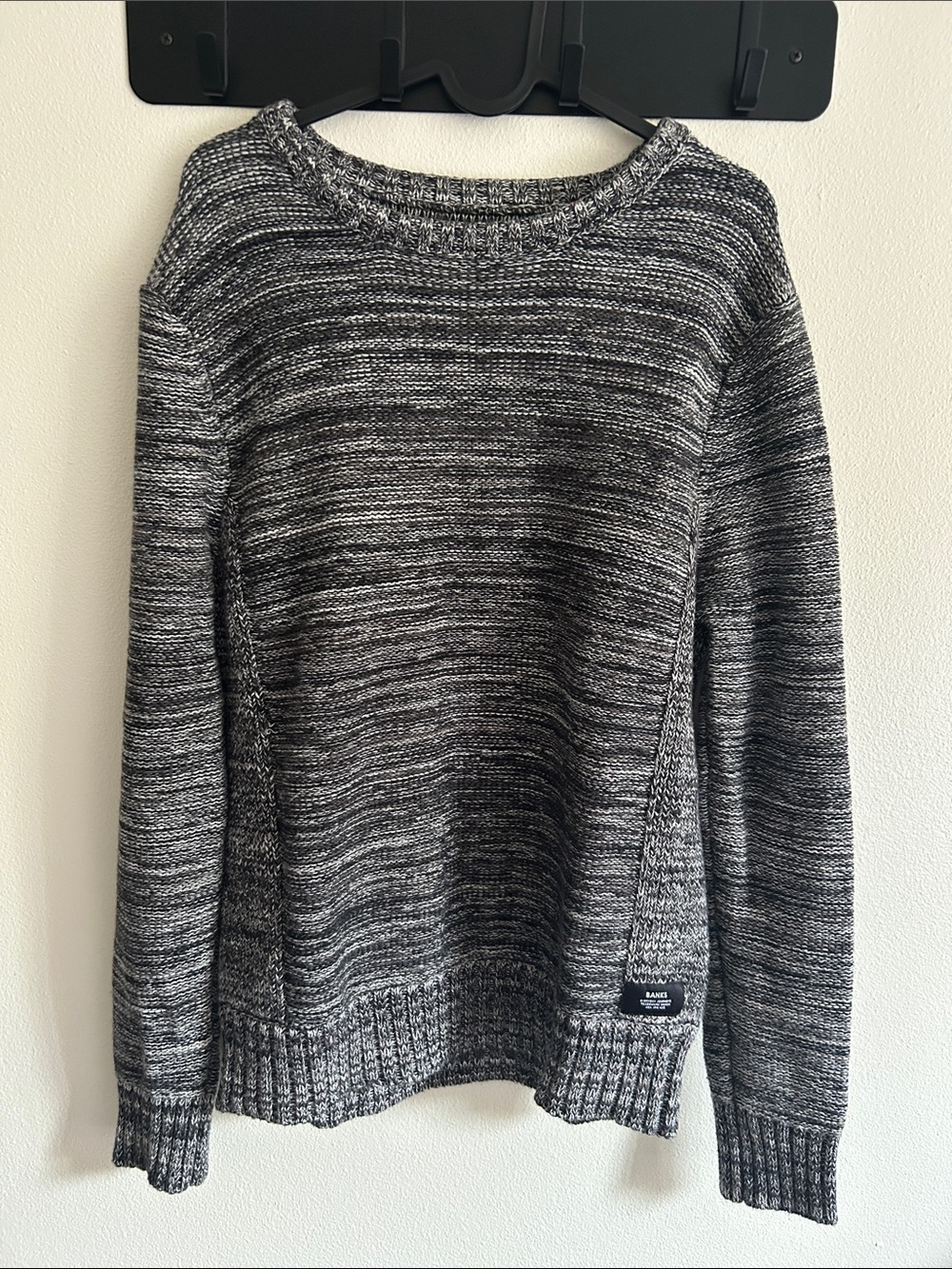 Banks Journal Static Men's M Knit Cotton/Wool Charcoal Marled Crewneck Sweater